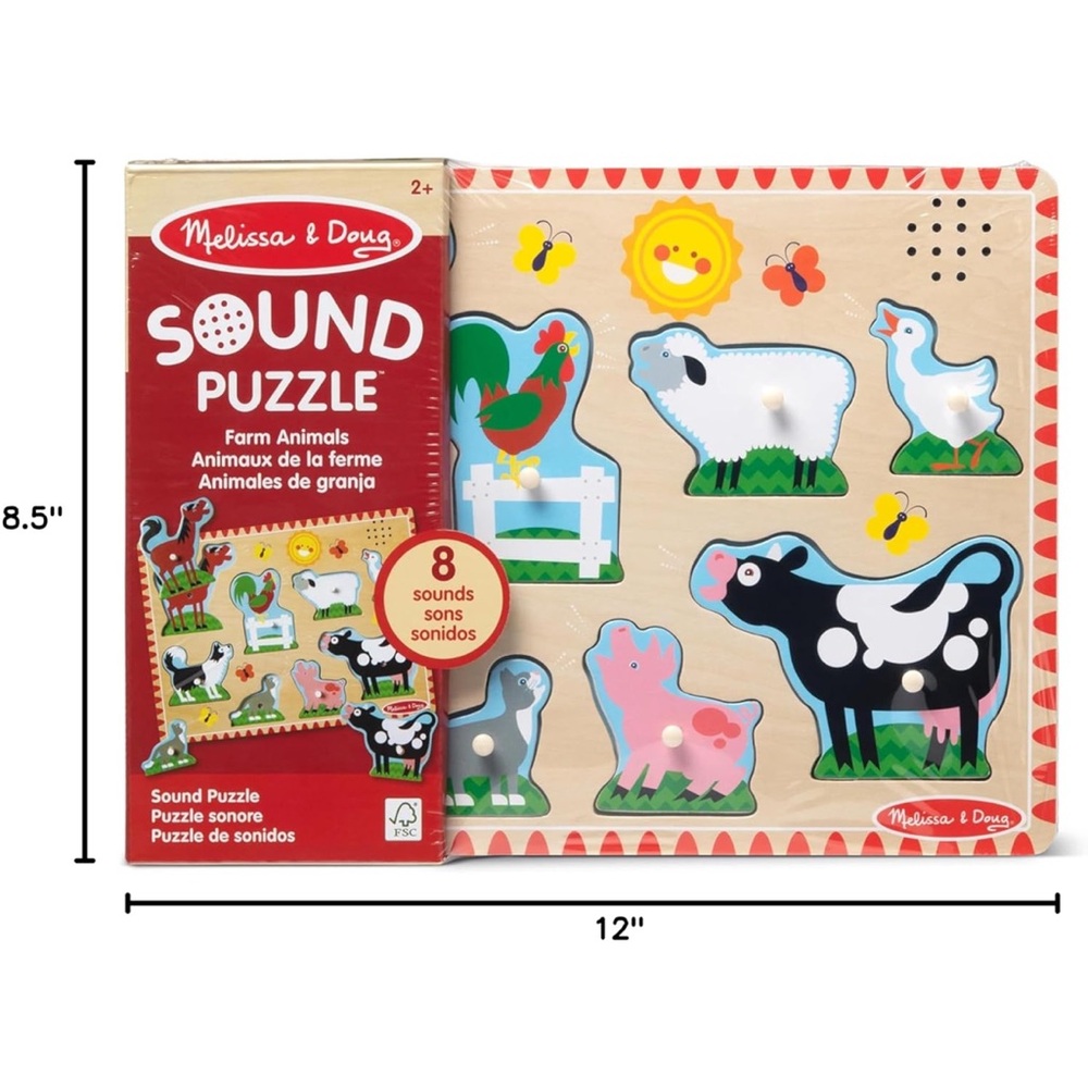 Melissa & Doug Farm Animals Sound Puzzle - Red, Green, Blue - Picture 3 of 6